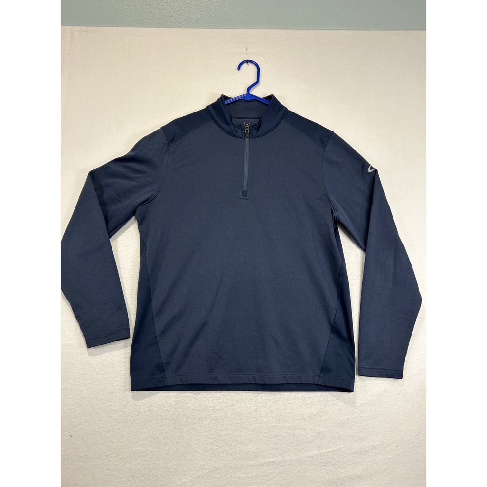 Oakley Mens Navy Blue Quarter Zip Pullover Regular Fit Active Sweatshirt Medium